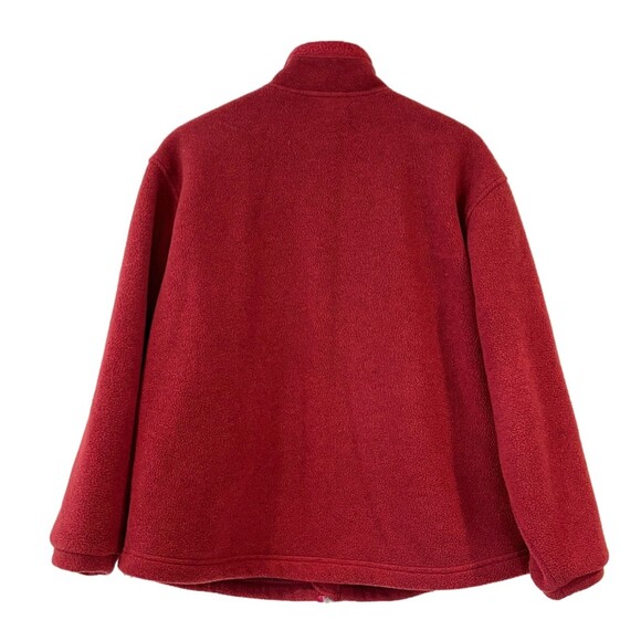 L.L. Bean Red Burgundy Fleece Full Zip Jacket Outdoors Camping Cozy Winter - Picture 3 of 8